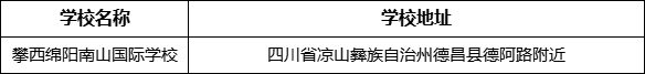 涼山州攀西綿陽(yáng)南山國(guó)際學(xué)校地址在哪里？