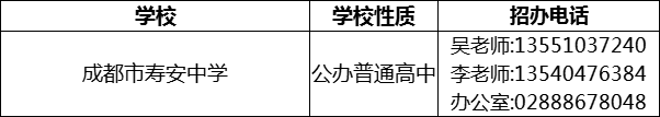 2024年成都市壽安中學(xué)招辦電話是多少？