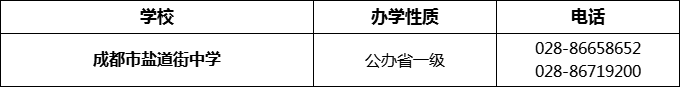 2024年成都市鹽道街中學(xué)招辦電話是多少？