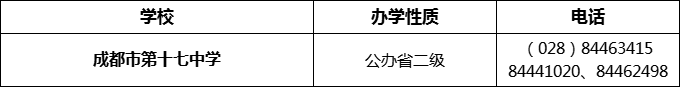 2024年成都市第十七中學(xué)招辦電話是多少？