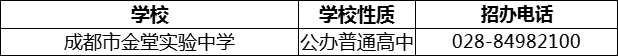 2024年成都市金堂實驗中學(xué)招辦電話是多少？