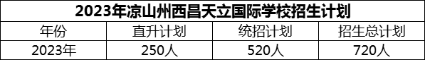 2024年涼山州西昌天立國(guó)際學(xué)校招生計(jì)劃是多少？