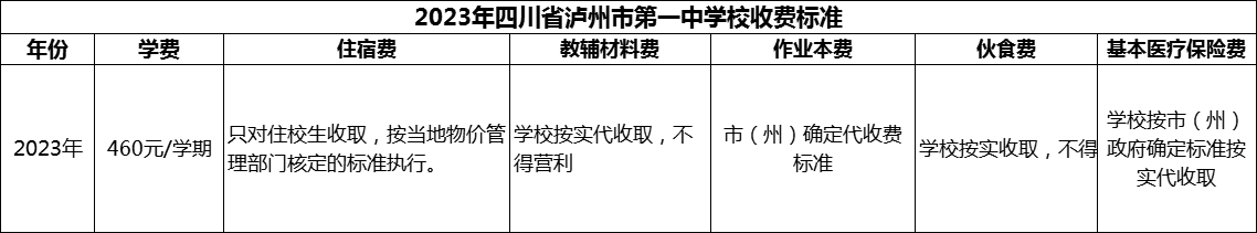 2024年瀘州市四川省瀘州市第一中學(xué)校學(xué)費(fèi)多少錢？