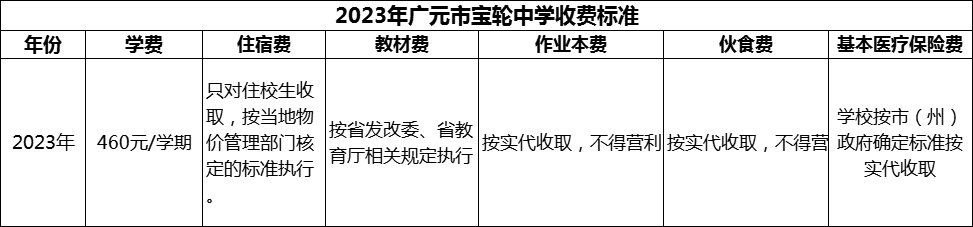 2024年廣元市寶輪中學(xué)學(xué)費(fèi)多少錢？
