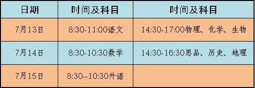 2021達州中考時間安排是怎么樣的？