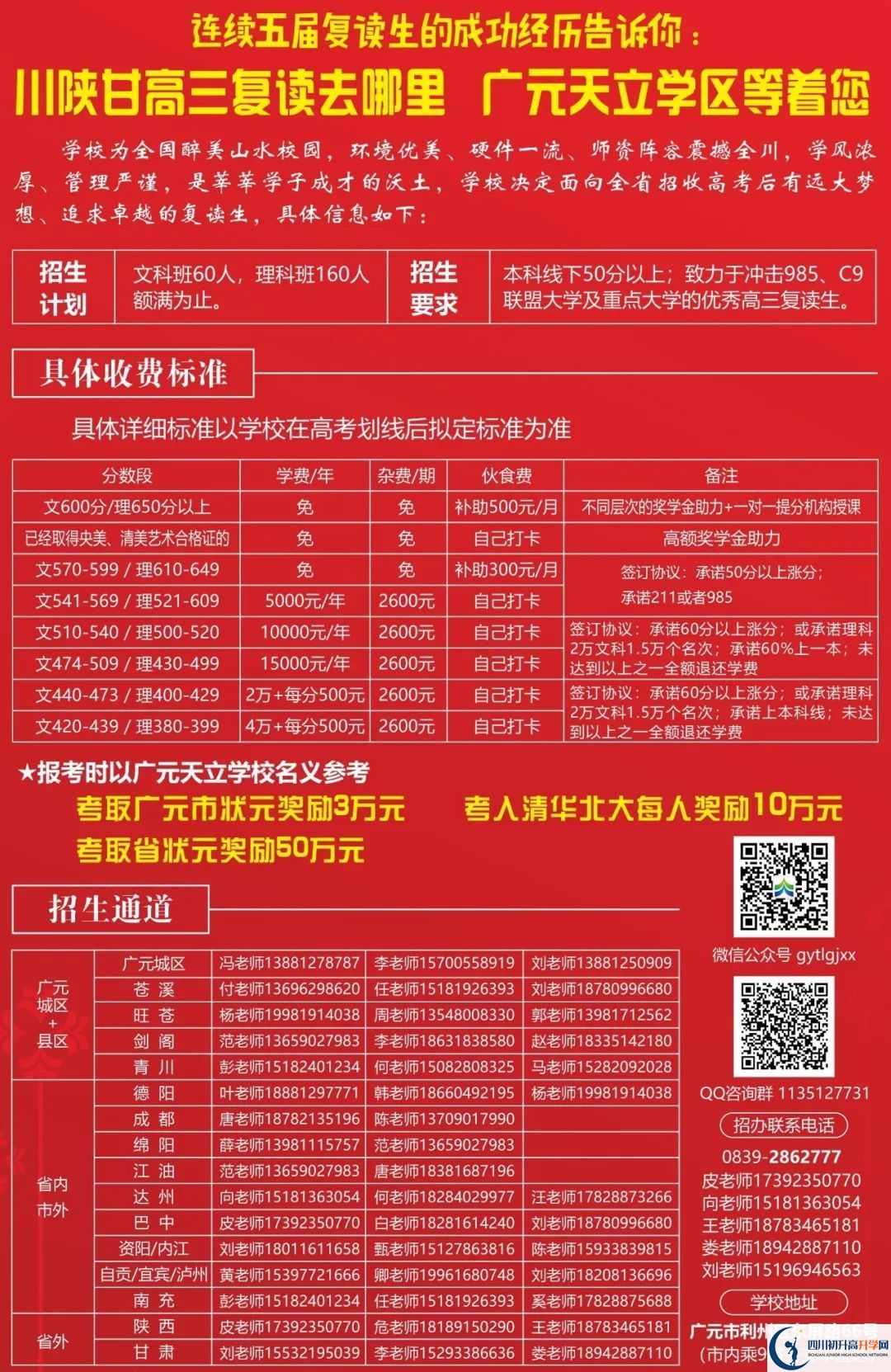 2022年廣元市廣元天立國際學(xué)校高三招收復(fù)讀生嗎？
