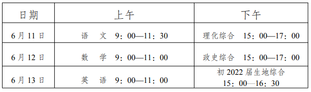 2022年內(nèi)江中考時間安排是怎么樣的？